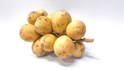 Longkong on white background. Fruit in Thailand.