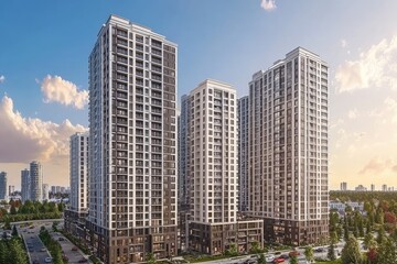 Obraz premium Modern apartment buildings in a city setting