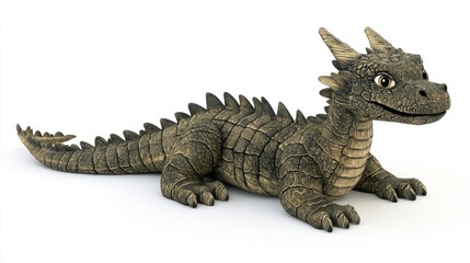 Obraz premium Adorable Baby Dragon 3D Render on White Background