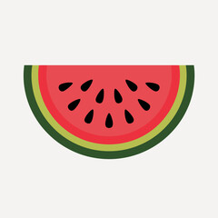 Summer Watermelon Slice: Flat Icon Design, Vector Illustration