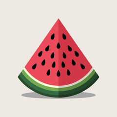 Geometric Watermelon Slice: Summer Fruit Vector Graphic, Flat Design Illustration