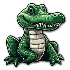 Obraz premium Cute Green Cartoon Alligator Illustration