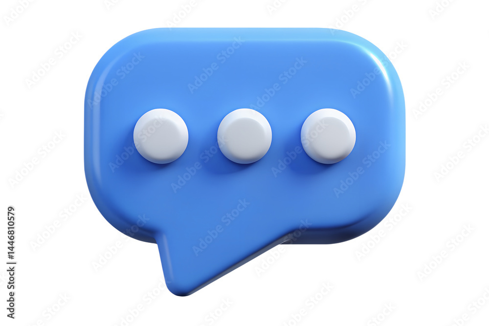 Poster blue speech bubble with loading dots waiting for response high quality 3d rendering icon
