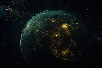 Earth at night from space, city lights