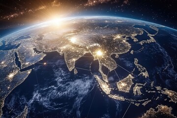 Earth at night, Asia's lights