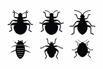 set of Bedbug icon silhouette vector illustration