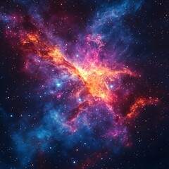 Fototapeta premium Cosmic nebula, vibrant colors, stellar birth