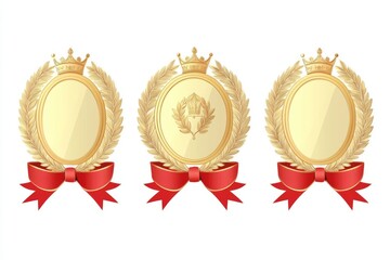 Gold achievement awards with laurel wreaths