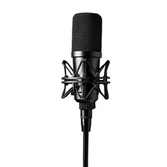 Black studio broadcast microphone [Transparent Background PNG]
