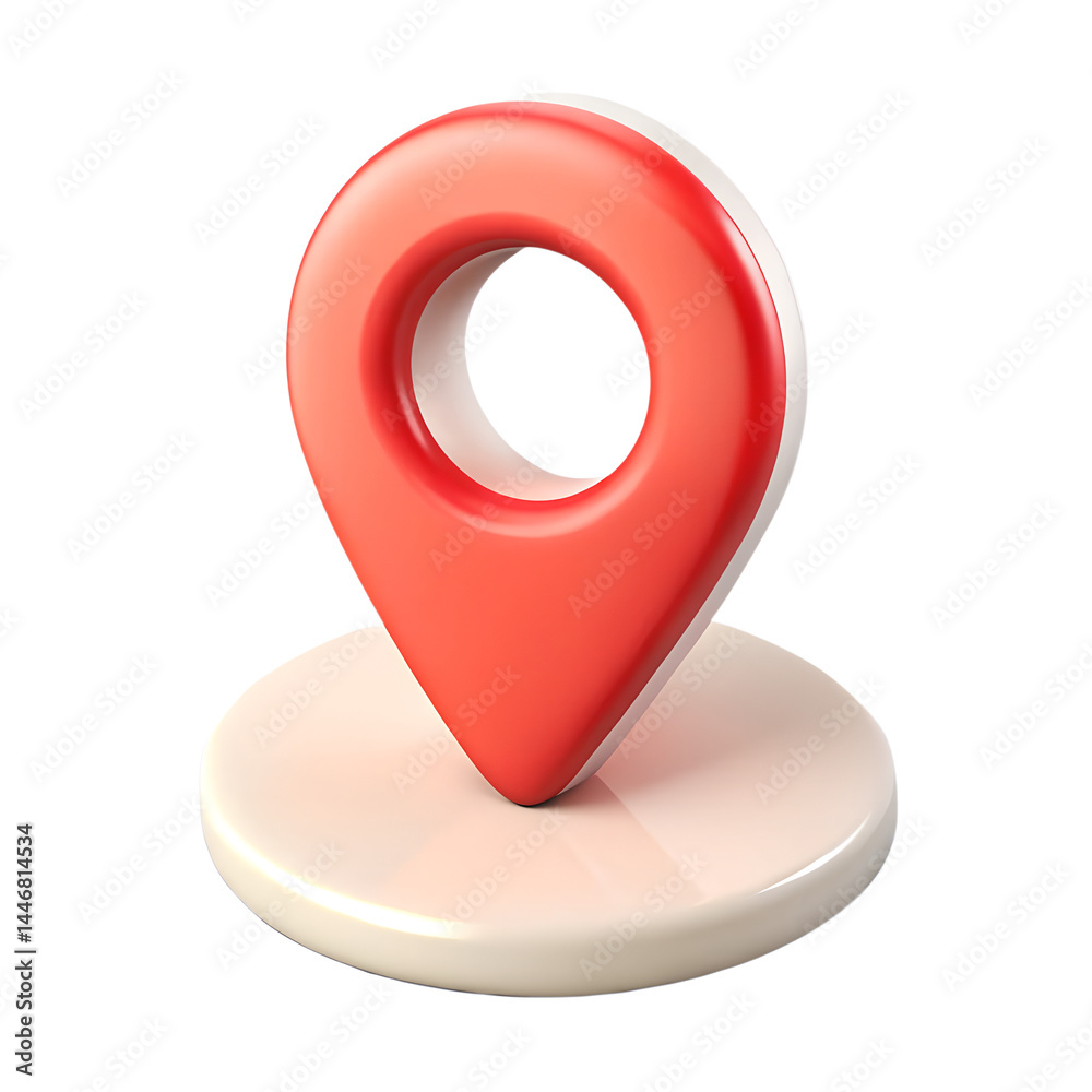 Poster high quality 3d rendering icon of location pointer design element on white stand over background for