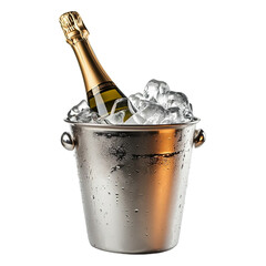  Champagne bottle in a bucket with ice [Transparent Background PNG] 