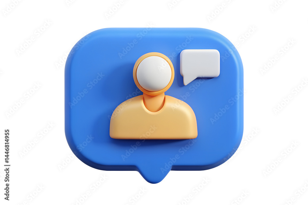 Poster high quality 3d rendering icon of user profile notification alert featuring communication bubble in 