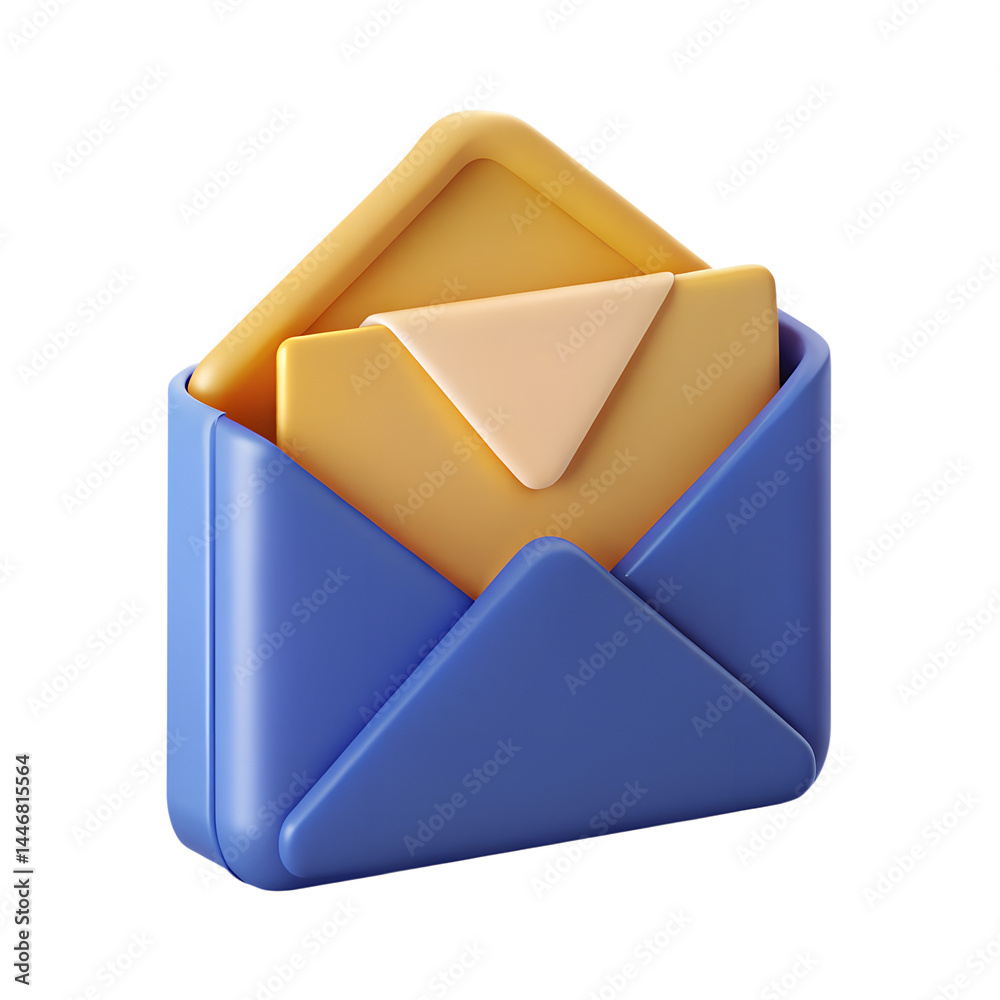 Poster high quality 3d rendering icon showcasing an open email envelope containing a message isolated on ba
