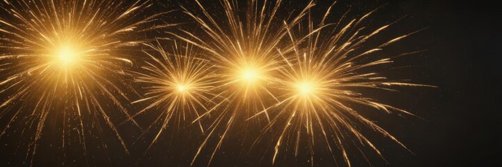 Obraz premium Sunburst of yellow fireworks, intense heat, fiery sparks, wide shot, wide, dazzling
