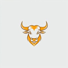 Orange and White Bull Head Illustration