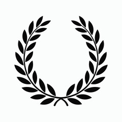 Elegant Black Laurel Wreath Emblem on Light Background ? Classic Victory Symbol for Awards and Logos.eps