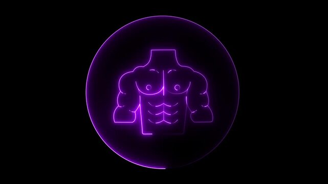 Glowing neon breast   icon isolated on black background.  Video motion graphic animation bode icon.