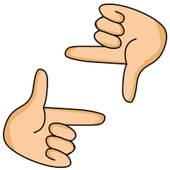 A boy Pointing Hands Forming a Frame. flat style