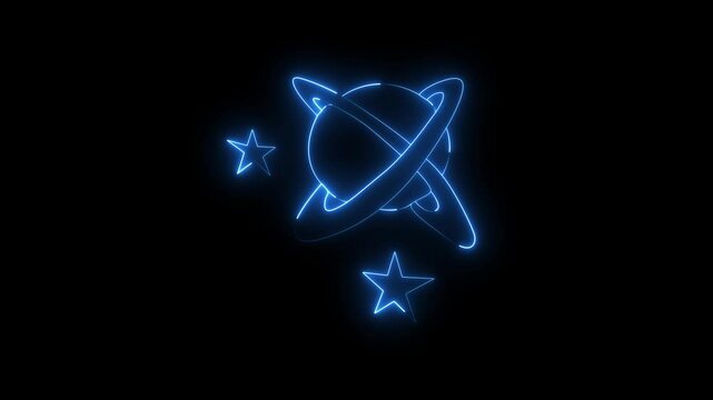 Star neon sing star bitto icon animation on background. 