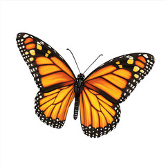 Fototapeta premium Monarch Butterfly with Open Wings – Isolated on White Background, AI Generated Nature Symbol
