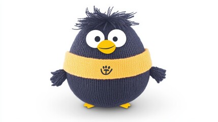 Obraz premium Whimsical handmade knitted penguin toy on white backdrop cute and charming design suitable for childrens decor and holiday gifts knitting project