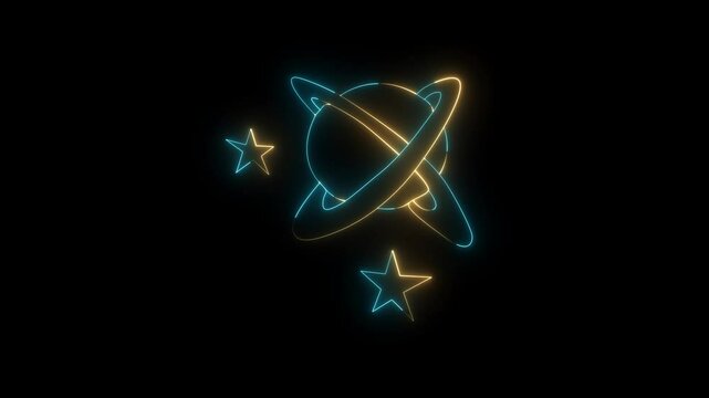 Star neon sing star bitto icon animation on background. 