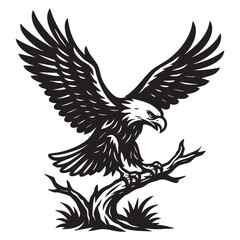 Obraz premium eagle landing on tree branch vector illustration