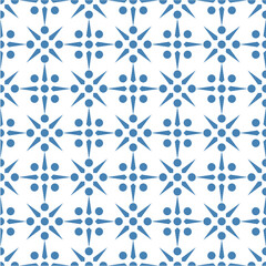 Seamless Geometric Blue Tile Pattern with Star and Dot Design