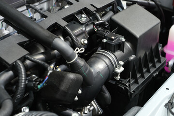 Naklejka premium Engine for driving hybrid cars. Energy-saving cars.