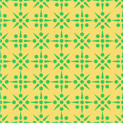 Vibrant Geometric Pattern With Green Shapes on Yellow Background