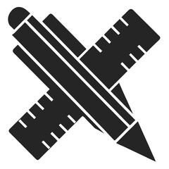 Ruler and Pencil silhouette vector illustration