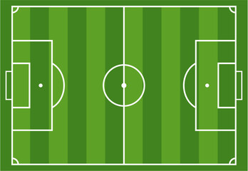 Detailed Illustration of a Soccer Field with Line Markings and Green Grass