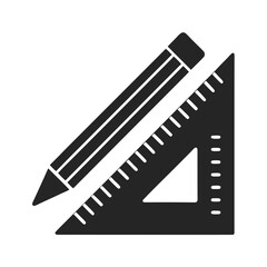 Ruler and Pencil icon silhouette vector illustration