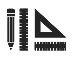 Ruler and Pencil icon silhouette vector illustration