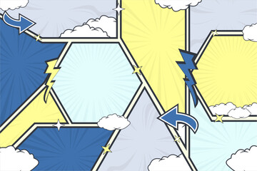 Comic books dialog bubbles template, social media and banner for digital marketing, pop art cartoon layout template