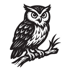 Owl perched on branch  vector illustration