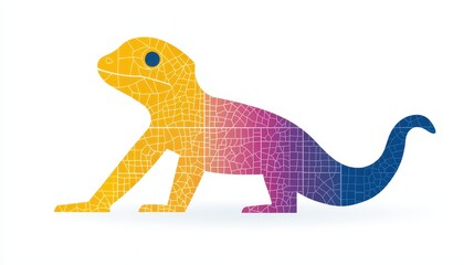 Fototapeta premium Abstract lizard vector illustration, vibrant gradient mosaic pattern design for wildlife or technology, vibrant animal design, isolated lizard art