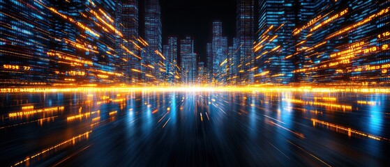 Futuristic Cityscape: Digital Metropolis at Night