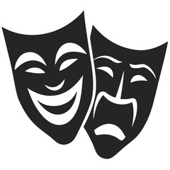 Comedy And Tragedy Masks silhouette vector illustration