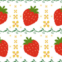 Seamless pattern with strawberry. Vector illustration design digital file download for print, printable, wallpaper, background, decoration, napery, bag, blanket, texture, textile and many projects.