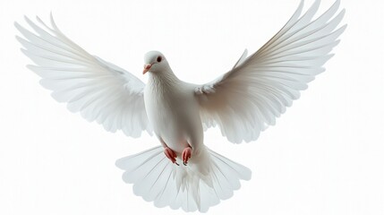 Majestic flight: A pristine white dove soaring against a seamless backdrop