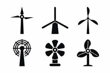 set of Wind Power icon  silhouette vector illustration
