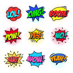 set of  comic speech bubbles. Comic text sound effects. Banner, poster, sticker concept.