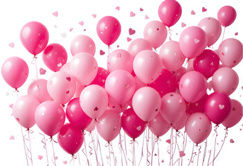 Pink balloons bunch on floor transparent PNG, isolated background cutout. Background copy space, balloon, festive, celebration, party, birthday graphic element 
