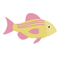 Illustration set of various tropical fish