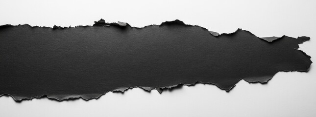 Ripped Dark Gray Paper on White Background