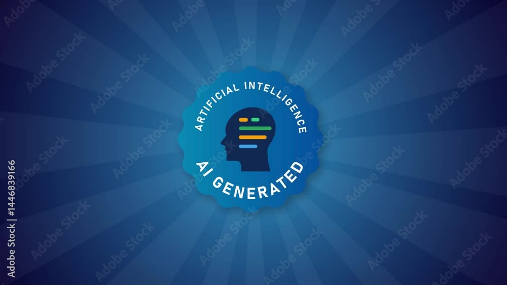 Poster artificial intelligence ai generated emblem label for product generate animated background