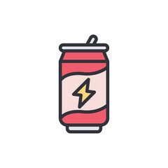 Energy drink colored icons, minimalist vector illustration ,simple transparent graphic element .Isolated on white background