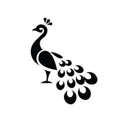 Peacock Silhouette Black Vector Art Design