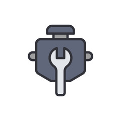 Engine repair colored icons, minimalist vector illustration ,simple transparent graphic element .Isolated on white background